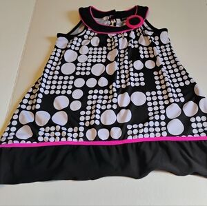 Disorderly Kids Size 7 Girls Dress Black White Polka Dot‎ Hot Pink